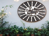 Galvanised w Rust Horses Round Laser Cut Wall Art 100cm V637-24807HRS