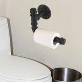 lIron Pipe Wall Mount Paper Holder Rack Wood Shelf Bathroom Toilet V1294-YM0722-JY01086