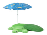 Keezi Kids Sandpit Turtle Sandbox Toys with Umbrella Lid Green 8 Accessories 3 SAND-TURTLE-GN