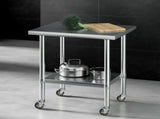 Cefito Stainless Steel Kitchen Bench w/ Splashback 760x610MM 430 SSKB-430S-WHEEL-30-24