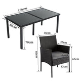 Outdoor Minimalist Black Wicker 6-Seater Dining Set V264-OTF-527S-BLK