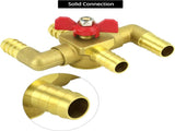 Solid Brass 5/8" 4-Way Heater Control Valve with Switch, 16mm Hose Barb Automotive Bypass V1258-DP02-C-2178