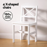 Artiss Dining Chairs and Table Dining Set 4 Cafe Chairs Set Of 5 4 Seater White DINING-C-SET-01-WH-ABC