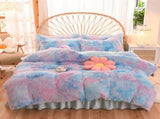 Blue Plush Arabelle Leaf Quilt / Doona / Duvet Cover set V745-AQ030090Q3