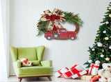 Red Truck Christmas Wreath Fall Wreath for Front Door Decorations for Farmhouse Autumns Harvest V1294-YM0714-10309808