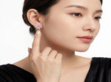 Elegant Heart-Shaped Moissanite Stud Earrings in Sterling Silver Sparkling Pink & Clear Crystals V1341-ZY-9JEBPMYC-MOISSANITE-PREMIUMS925