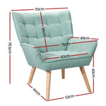 Artiss Armchair Lounge Chair Accent Chairs Sofa Linen Fabric Cushion Seat Blue UPHO-B-ARM06-FB-BL