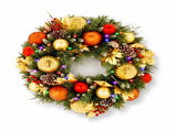 Christabelle 61cm Timeless Elegance Christmas Wreath Pre Lit Multi Function LED Gold Red Bauble 112_SENTE61