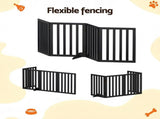 i.Pet Dog Gate Playpen Enclosure 4 Panels Pet Door Fence Wooden Play Pen Stair PET-GATE-WD-185X60-BK