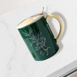2X High-Fired Ceramic Porcelain Mug Set with Lid 400ml Vintage Floral Tea Spoon GREEN V274-HA-LA-P0024824-MUT