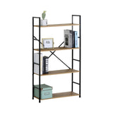 CARLA HOME 4 Tier Bookshelf - Industrial Display Shelf - Brown - Rustic - Steel - Living Room Office V178-36413