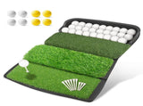 Foldable 4-in-1 Golf Practice Mat with Ball Tray 24.5x17in Tri-Turf Hitting Pad for Indoor & V1107-CS-GEFZDDJD