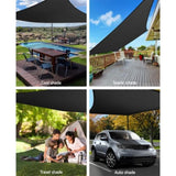 Instahut Shade Sail 6x8m Rectangle 280GSM 98% Black Shade Cloth SAIL-H-6X8-C-BK