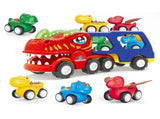 Multicolor Dinosaur Truck with 4 Pull Back Dinosaurs V1263-JX-3286