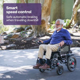 EQUIPMED Electric Folding Wheelchair, Wide Bariatric Chair Seat, Comfortable for S-XL, Long Range, V219-HELWLCEQPKK4A