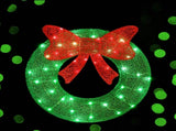 Jingle Jollys Christmas Lighted Wreath Solar Powered Indoor Outdoor Decoration XMAS-MOT-D-WREATH-GN