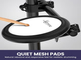 Karrera 18S Electronic Drum Kit Mesh Pads 8in Snare Bluetooth Sounds USB/MIDI Output Kick Pedal ELE-DRM-18S