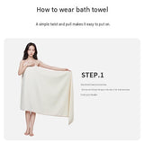 Champagne Wearable Waffle Bath Towel Set with Adjustable Straps - 70x150cm Quick Dry Wrap Dress and V888-ELOSUNG56313-1