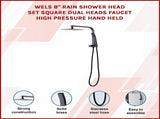 WELS 8" Rain Shower Head Set Square Dual Heads Faucet High Pressure Hand Held V63-828041