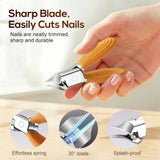Wide Jaw Opening Anti-Splash Slanted Nail Clipper, Curved Blades for Ingrown & Thick Nails, V1258-DP02-F-399