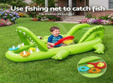 Bestway Inflatable Alligator Kids Play Pool with Slide 234cmx163cm Green BW-POOL-PLAY-53169