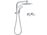WELS Round 9" Twin Shower Head 3 Mode Handheld Gooseneck Wall Arm 2 in 1 Combo Taps Set V1233-A703ROHR003M4CSR0901CPF0282A