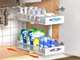 CARLA HOME 2 Tier Under Sink Organizer Pull Out Sliding Cabinet Storage Shelf with Height Adjustable LSB-36363