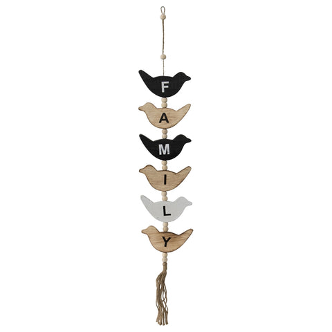 Handcrafted Hanging Bird Family Mobile 15x85cm V637-33773FAM