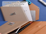 Black Anti-Theft Document Organizer with Secure Password Lock - Waterproof PU Leather Confidential V888-ELOSUNG45669