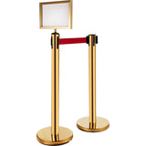 Stanchion Post Barriers 6-Set Line Dividers, Stainless Steel Stanchions with 6.6 Red Retractable V952-GLZ-CBTZ-JS-6JT01V0