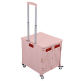 Collapsible Utility Rolling Crate Swivel Casters PP Strong with Telescopic Handle Lid Storage V1294-YM0901-3117230195712