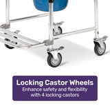 Equipmed Commode Shower Chair, Over Toilet or Bedside 136kg Capacity Aluminium frame with Wheels, V219-HELSBSEQCC4A