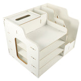 Versatile White Desk Organizer with Lockable Drawer for Pen and File Storage in Home Office V1369-AZ3-W-18159