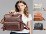 Brown Fashionable Large-Capacity Women's Backpack - Waterproof, Durable, High-Quality PU Leather V1265-263-BROWN4