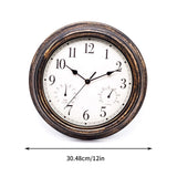 Retro Wall Clock Outdoor Retro Wall Clock with Temperature and Hygrometer Large Face for Garden V1366-AZ2-W-14950