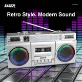 Laser 80s Party Bluetooth BoomBox Sliver V1031-SP-RTOBOM-324