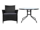 Gardeon 3PC Bistro Set Outdoor Furniture Rattan Table Chairs Cushion Patio Garden Idris ODF-CHAIRSET-630