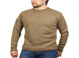 100% SHETLAND RAGG WOOL CREW Round Neck Knit JUMPER Pullover Mens Sweater Knitted - Nutmeg - 5XL V563-SW-CN-NUTMEG23-5XL