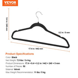 VEVOR Velvet Hangers 50 Pack Black Non-Slip Hangers with 360 Degree Swivel Hook V952-ZRYJ50PCSHS0OTPW4V0