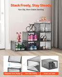 VEVOR Shoe Storage Boxes, 6 Pack Clear Stackable Shoe Boxes Storage Organizers with Magnetic Door, V952-KDDQTMCXXHQKWZQRS001V0