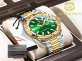 Men'S Watch Stainless Steel Watch Blue Dial Watch Water-Resistant Watch - 959Silver Green - Size 01 V1106-937-97937-SIL-01