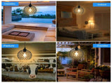 Retro Solar Powered Pendant Lamp, Dusk to Dawn Solar Chandelier, Dimmable ST64 Glass Bulb, Indoor V1294-YM0901-L6994
