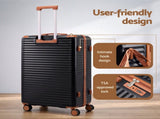 Wanderlite 5pcs Luggage Suitcase Set Trolley Travel TSA Lightweight Hard Case Black Brown LUG-ABS-DB-5SET-BKBR