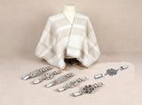 7-piece Women Reversible Plaid Poncho Set - Faux Cashmere Cape Wrap with 6 Vintage Sweater V888-ELOSUNG53117