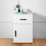 PORTO BEDSIDE TABLE - WHITE - VJ PANEL - OVAL BLACK V164-ECS13WVB05B