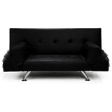 Sarantino 3 Seater Faux Leather Sofa Bed Lounge - Black SOFA-6102-PVC-BLK