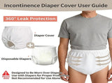 2 Pack Washable Reusable Adult Rubber Incontinence Pants, Waterproof Leakproof Diaper Covers, Soft V1192-AZ-W-28526