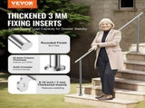 Handrails for Outdoor Steps, 70.9 in/ 180cm Length Stair Hand Rail Kit, Transitional Stainless Steel V952-BXGSLZFS180C0LCPKV0