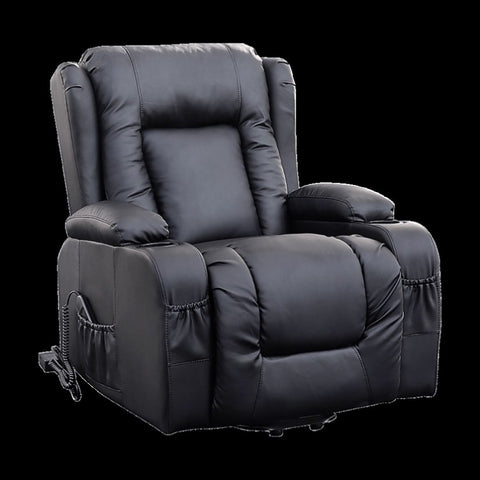 Recliner Chair Electric Massage Chair Lift Heated Leather Lounge Sofa Black V63-834091