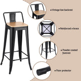 Artiss Metal Bar Stools Set of 2 Counter Height Barstools 77cm Seat Height w/ Removable Back BA-KJ-J004-WDX2